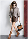 Tied Hem Asymmetric Stripe Woven Shirt