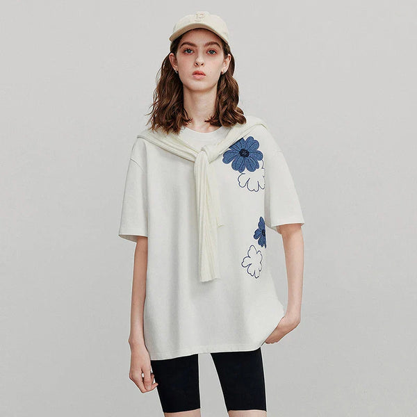 Women Cute Blossom Everyday Sundaze Short Sleeve T-Shirt alternatif görünüm