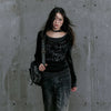 Dirty-Art Aesthetics Letter Print Long T-Shirt