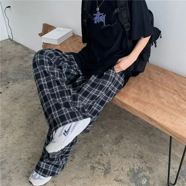 Plaid Pattern Wide-Leg alternatif görünüm