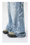 Grafiti Baskılı Jean Pantolon, stil görünüm — Navra Wear