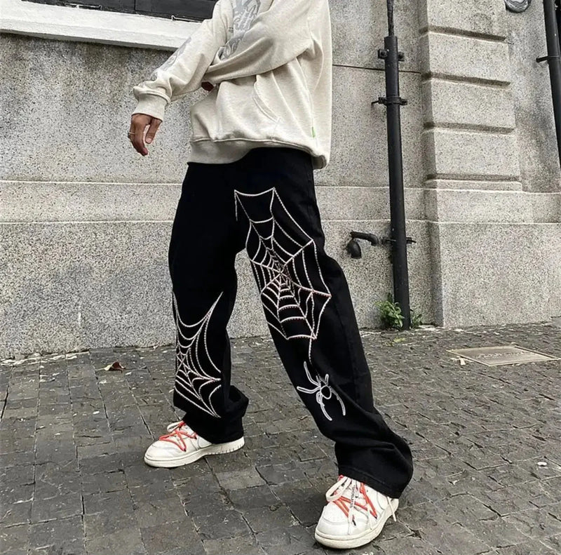 Spider Web Black Wide-Leg