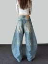 Women Heritage Blue Paint Paint Wide Denim