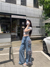 Butter-Smooth Botanical Bell Leg High-Rise Denim