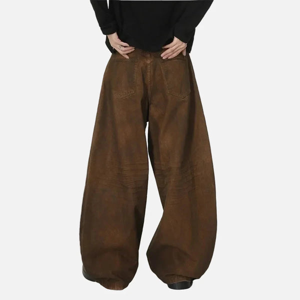 Western Style Rinse Brown Faded Denim alternatif görünüm