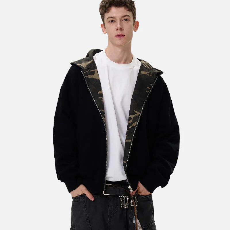 Reversible Camo Zip Hoodie