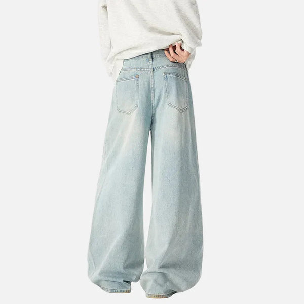 2000s Light Blue Torn Relaxed Bell Leg Denim alternatif görünüm