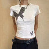 Dark-Craft Dirty-Art Wings-Print Print Above-Waist T-Shirt