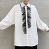 Noir Lace-Trim Loose Casual Shirt