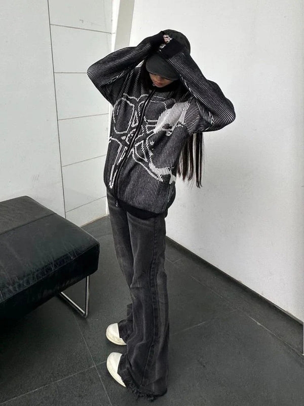 Woven Star Aesthetic Sweatshirt alternatif görünüm