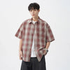 Mens Plaid Easy Short Sleeve Summer Top