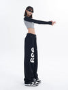 Vintage Wide Leg Harf Baskılı Jogger, önden görünüm — Navra Wear