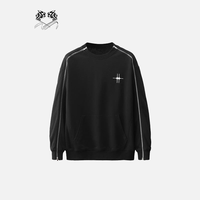 Star Zip Sleeve Detail Sweatshirt