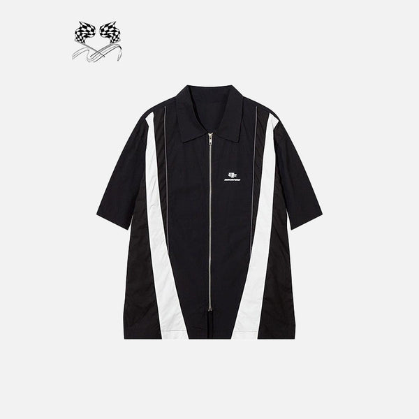 Zip-up Color Splicing Shirt