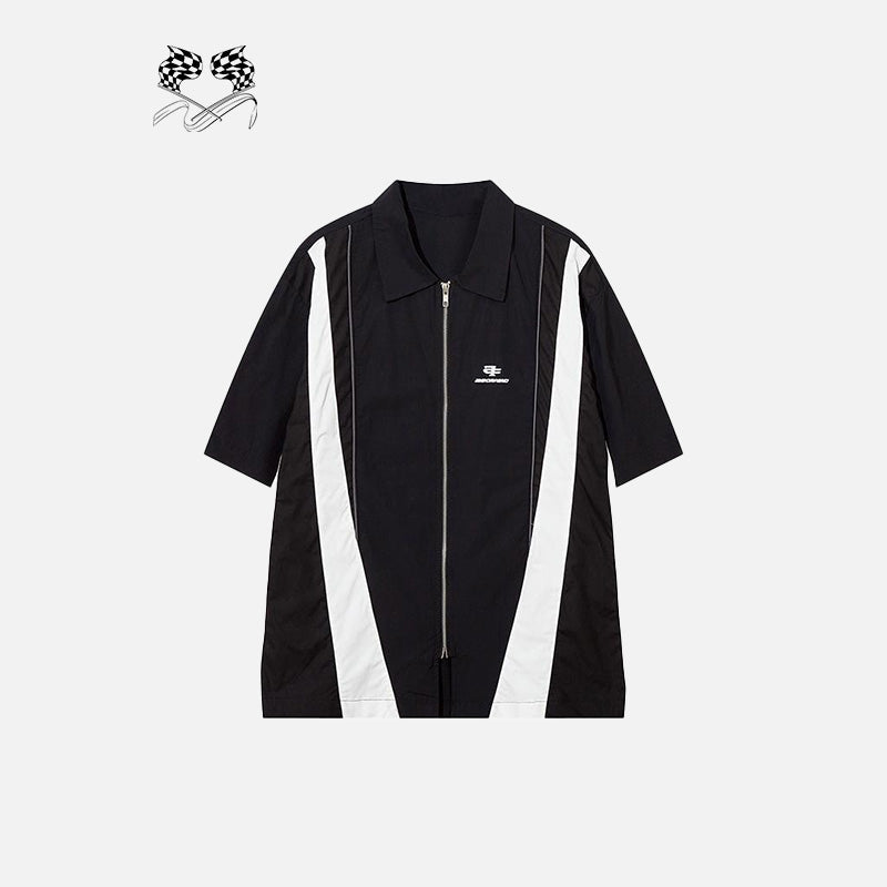Zip-up Color Splicing Shirt