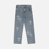 Y2K Baggy Gotik Baskılı Jean Pantolon, arka görünüm — Navra Wear
