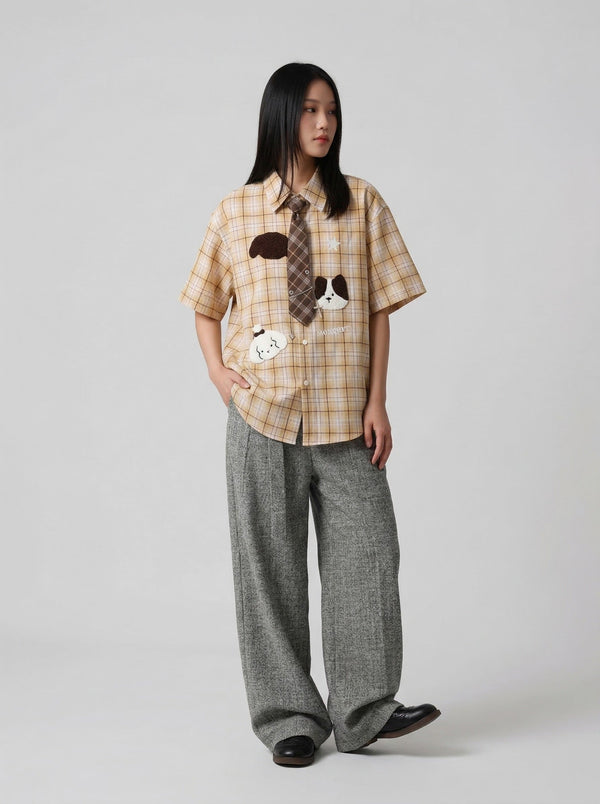 Chic Puppy Constellation Thread-Work Shirt