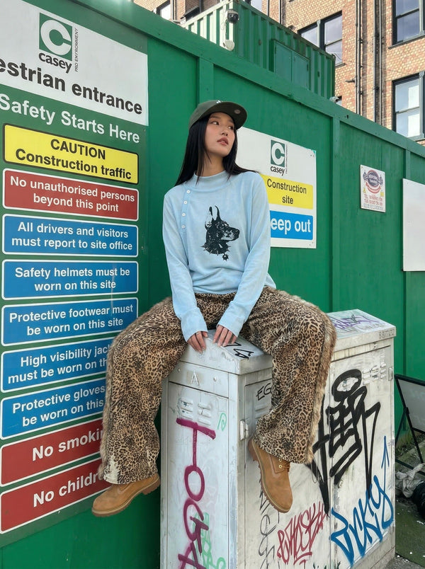 Doberman Designed Long Sleeve Top alternatif görünüm