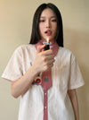 Sewn-Detail Whisker Tie Collar Shirt