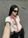 Sewn-Detail Whisker Tie Collar Shirt