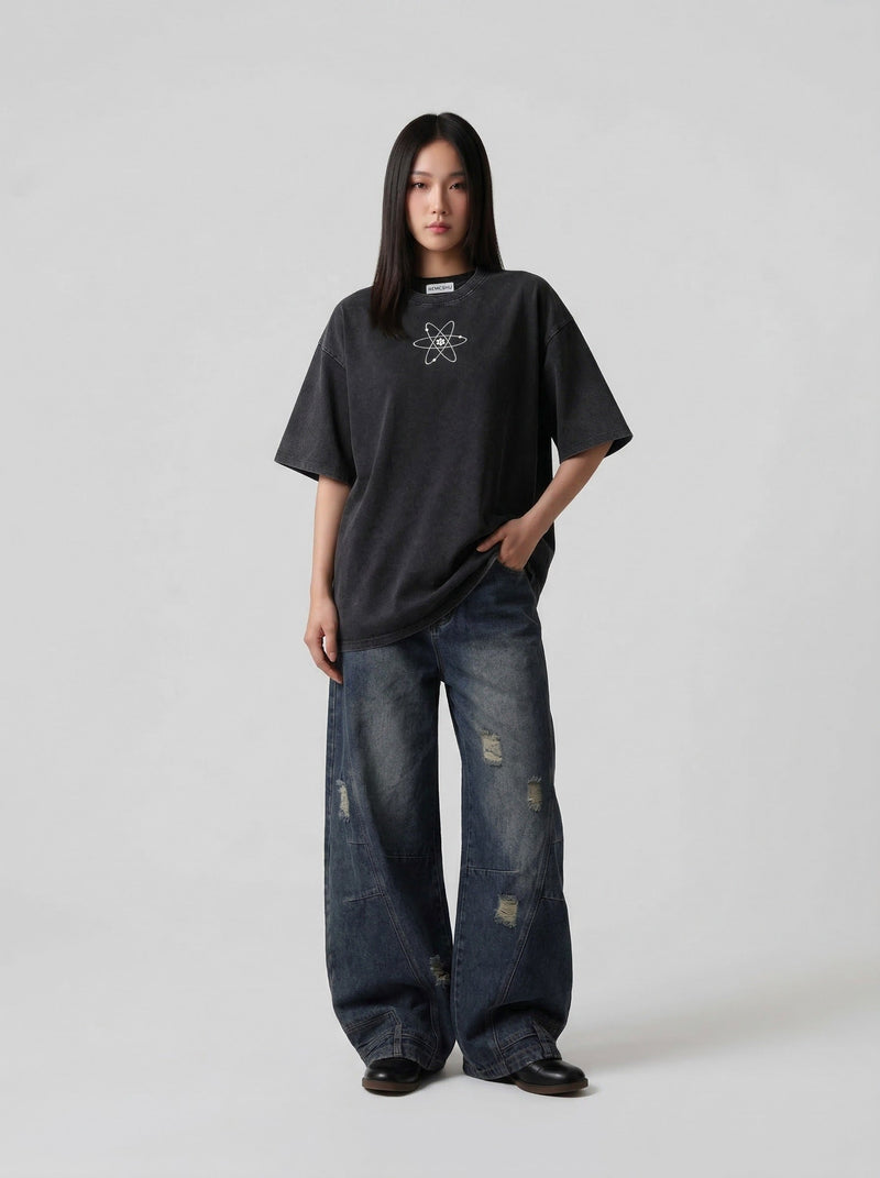 Elevated Futuristic Robot Print Oversized T-Shirt