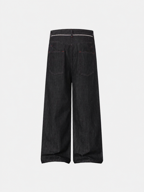 Asimetrik Düğmeli Jean Pantolon alternatif görünüm