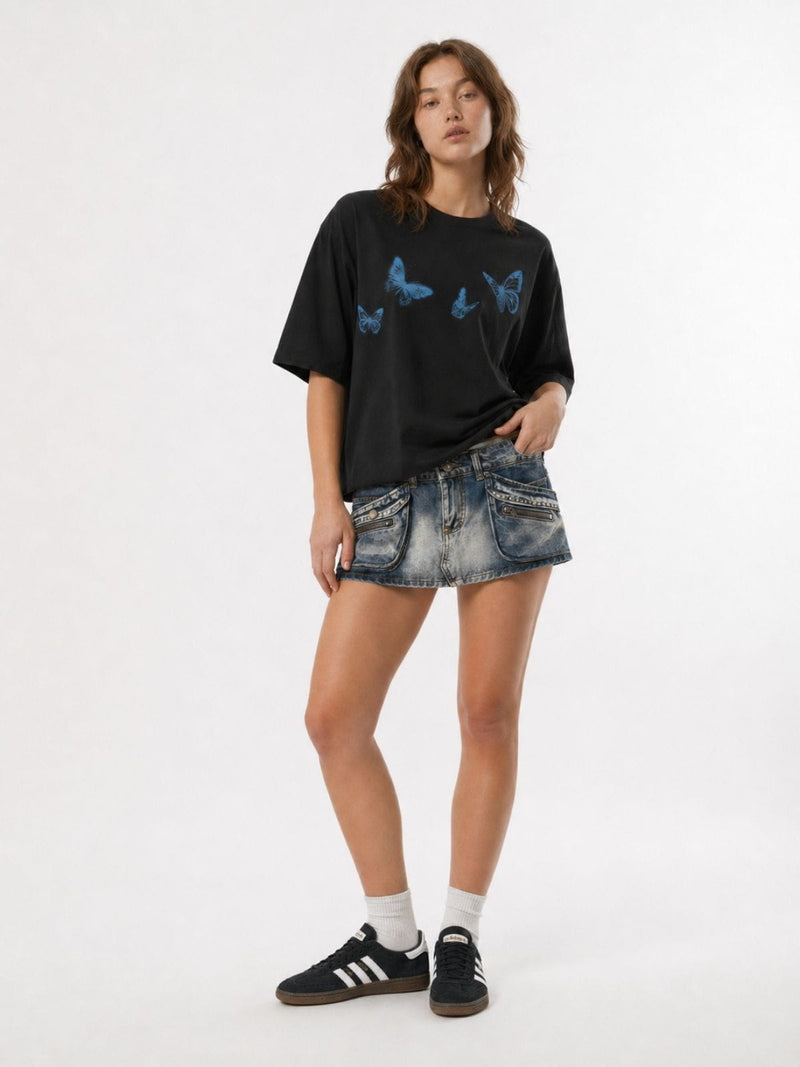 Soft Kelebek Baskılı Tişört, önden görünüm — Navra Wear