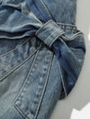 Fiyonk Yıkanmış Denim Etek, model üzerinde — Navra Wear