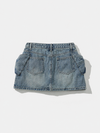 Fiyonk Yıkanmış Denim Etek, yan görünüm — Navra Wear