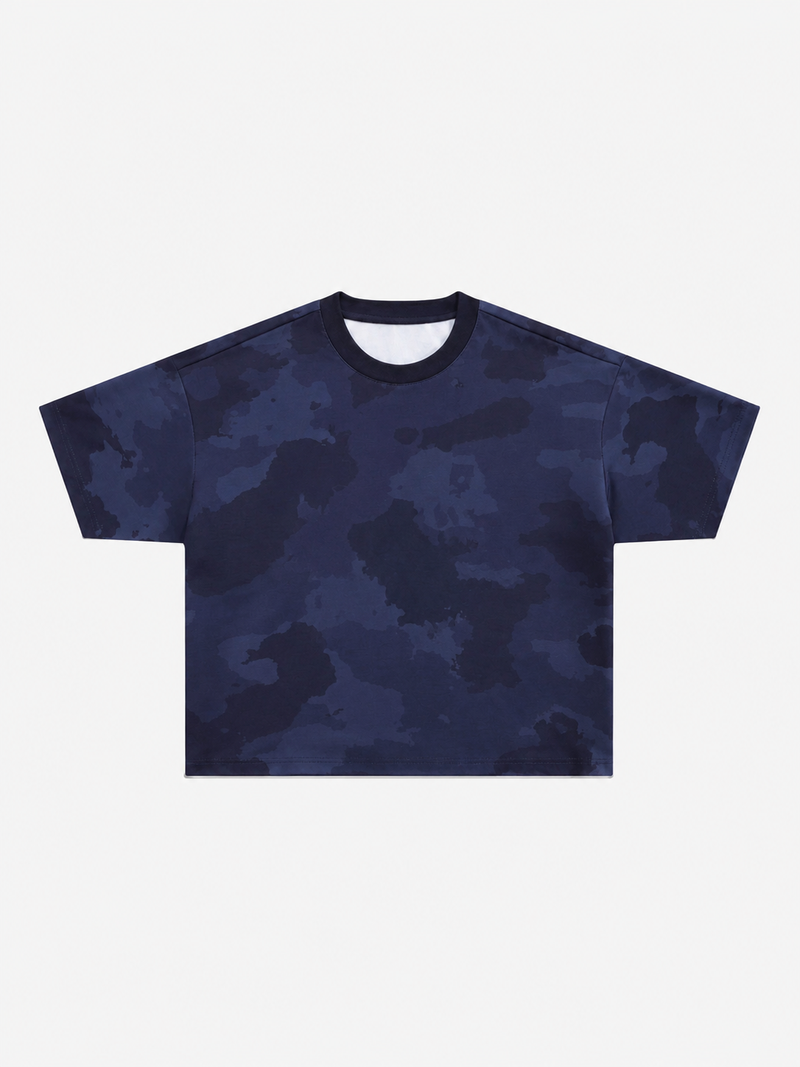 Boxy Kamuflaj 77 Tişört, arka görünüm — Navra Wear
