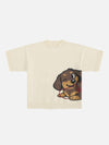 Boxy Köpek Triko Tişört, önden görünüm — Navra Wear