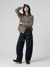 Indigo Beaded Bell-Leg Denim Trousers