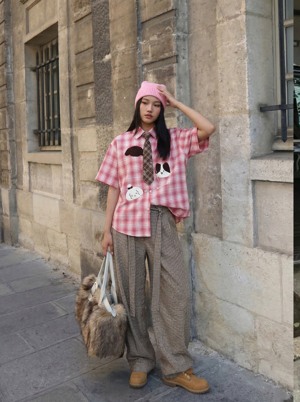 Chic Puppy Constellation Thread-Work Shirt alternatif görünüm