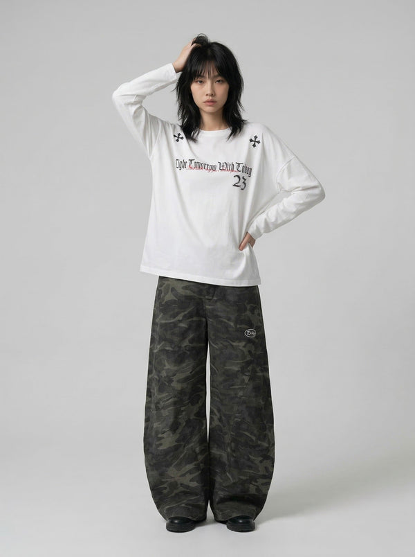 Darkwave Text Long Sleeve T-Shirt alternatif görünüm