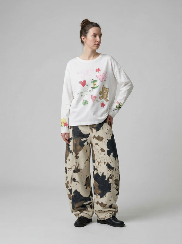 Whimsical Long Sleeve Visual T-Shirt alternatif görünüm
