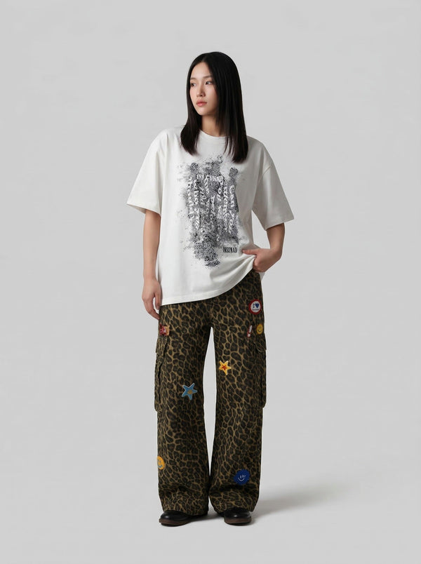 Glitch Artwork Drop-Shoulder T-Shirt alternatif görünüm