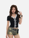 Detail Lace V-Neck Sleek Top