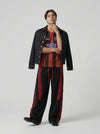 Alphanumeric Multi-Stripe V-Neck Jersey Top