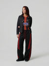 Alphanumeric Multi-Stripe V-Neck Jersey Top