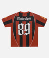 Alphanumeric Multi-Stripe V-Neck Jersey Top