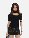 Slim-Fit Cut-Out Choker Top