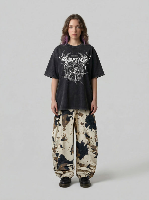 Inhumane Print Big-Silhouette T-Shirt alternatif görünüm