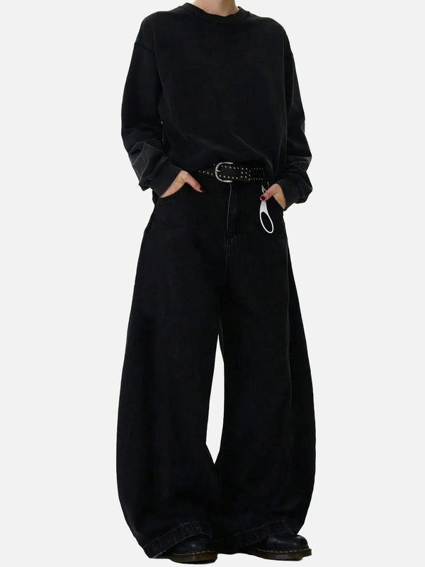DAXUEN Women's black wide-leg jeans with high waist