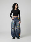 Relaxed Blue Denim with Graphics