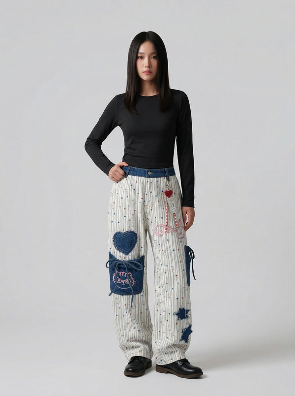 Striped Baggy Wide-Leg alternatif görünüm