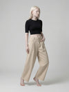 Beige High-Rise Wide-Leg