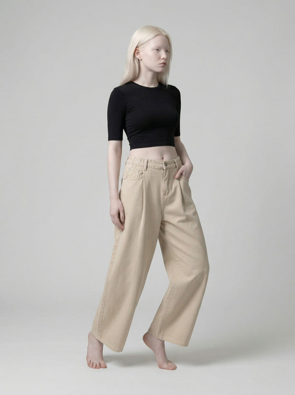 Beige High-Rise Wide-Leg alternatif görünüm