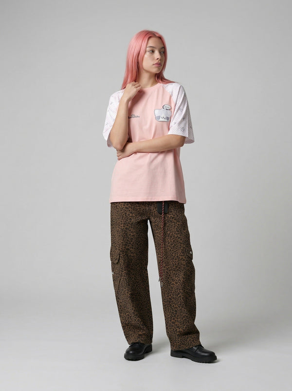 Feline Head Print Drop-Shoulder T-Shirt alternatif görünüm