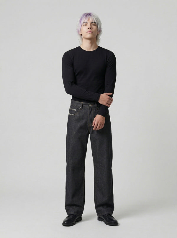 Charcoal Bell-Leg Denim alternatif görünüm