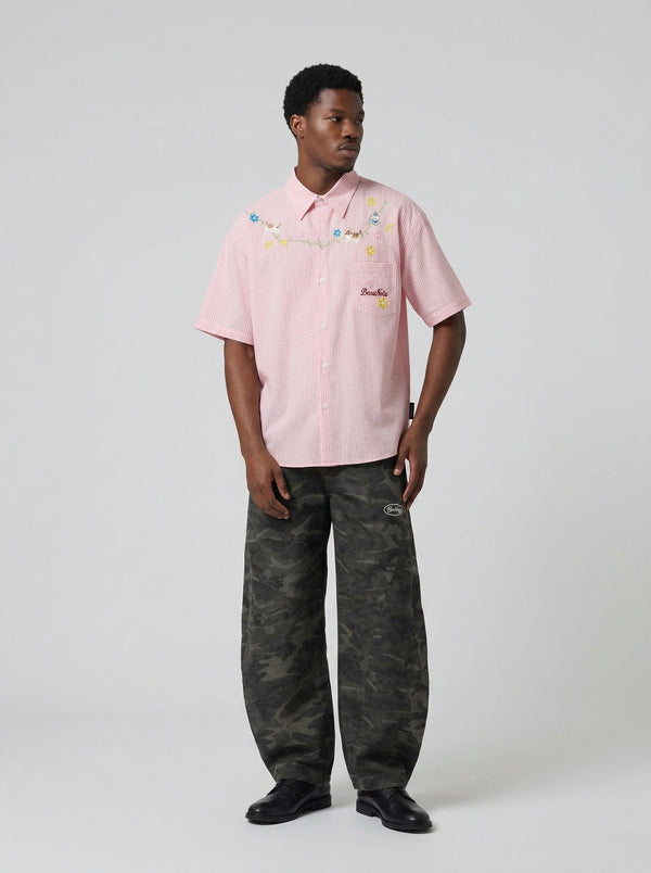 Chic Stitch-Craft Gingham Button-Up Shirt alternatif görünüm